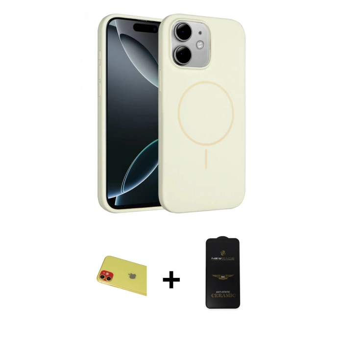 MARSİLYAN™- iPhone 11 Kılıf Yankı Form Serisi - Siyah 6D Antistatik Mat Seramik Hayalet Nano Ekran Koruyucu + Rainbow Kamera Lens Koruma Cam - KI