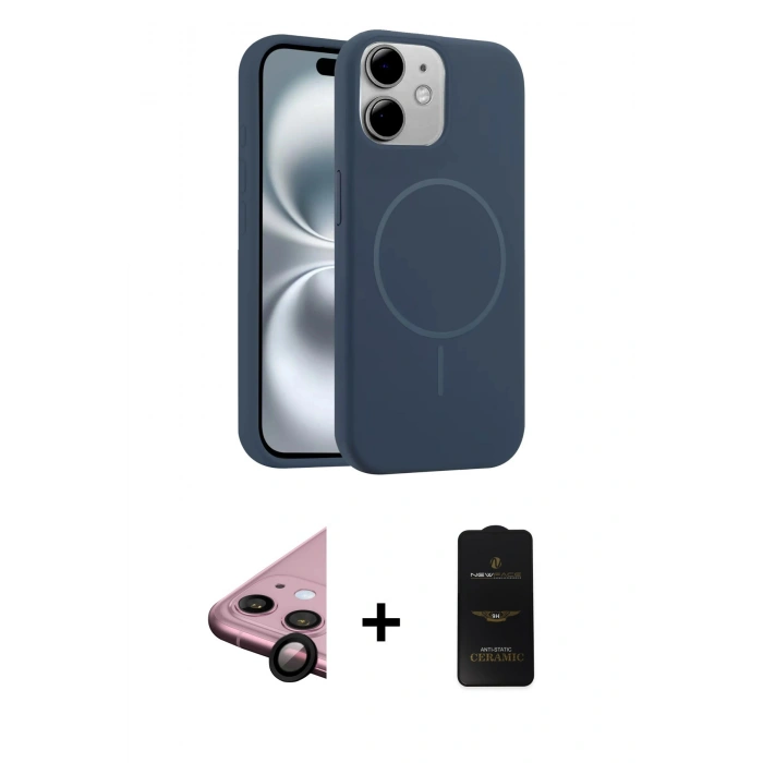MARSİLYAN™- iPhone 11 Kılıf Yankı Form Serisi - Siyah 6D Antistatik Mat Seramik Hayalet Nano Ekran Koruyucu + Raze Metal Kamera Lens - SH