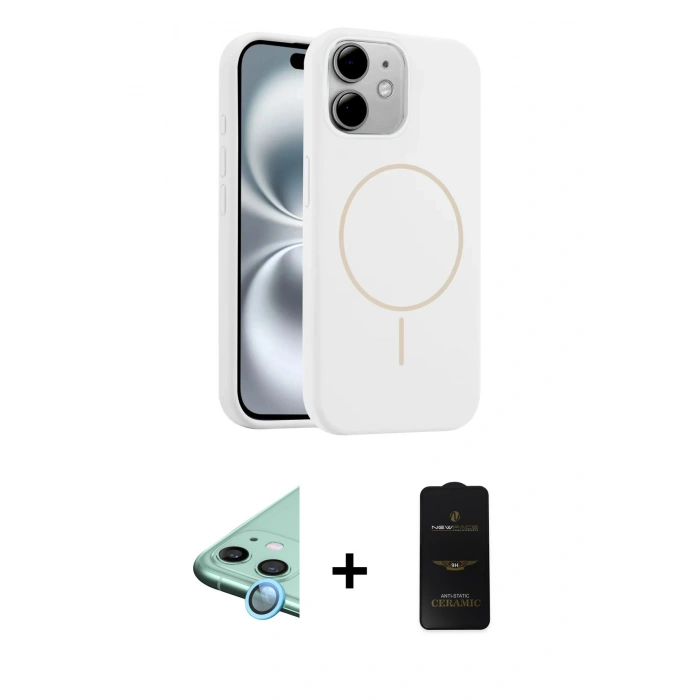MARSİLYAN™- iPhone 11 Kılıf Yankı Form Serisi - Siyah 6D Antistatik Mat Seramik Hayalet Nano Ekran Koruyucu + Raze Metal Kamera Lens - MI
