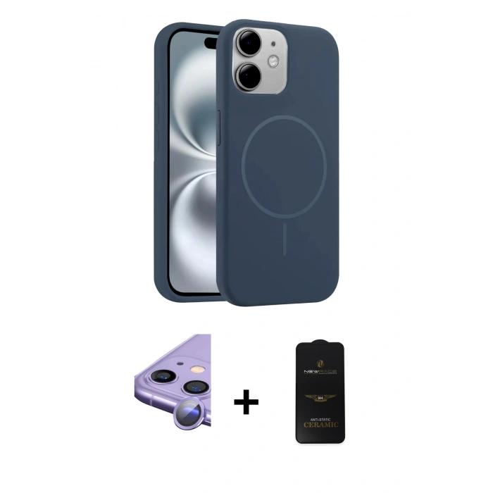 MARSİLYAN™- iPhone 11 Kılıf Yankı Form Serisi - Siyah 6D Antistatik Mat Seramik Hayalet Nano Ekran Koruyucu + Raze Metal Kamera Lens - MR