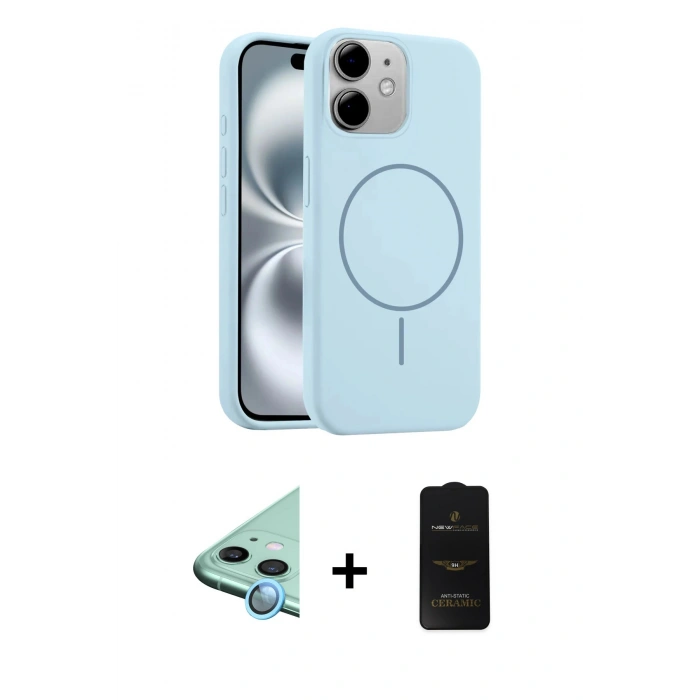 MARSİLYAN™- iPhone 11 Kılıf Yankı Form Serisi - Siyah 6D Antistatik Mat Seramik Hayalet Nano Ekran Koruyucu + Raze Metal Kamera Lens - MI