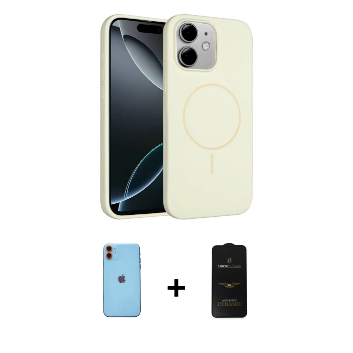 MARSİLYAN™- iPhone 11 Kılıf Yankı Form Serisi - Siyah 6D Antistatik Mat Seramik Hayalet Nano Ekran Koruyucu + Neon Fosforlu Kamera Lens - TU