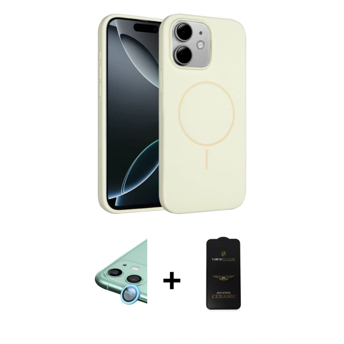 MARSİLYAN™- iPhone 11 Kılıf Yankı Form Serisi - Siyah 6D Antistatik Mat Seramik Hayalet Nano Ekran Koruyucu + Raze Metal Kamera Lens - MI