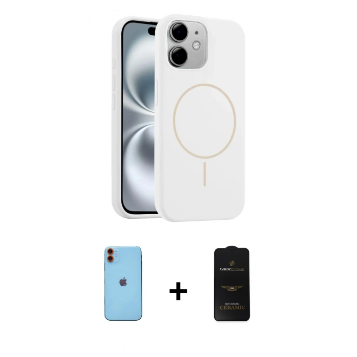 MARSİLYAN™- iPhone 11 Kılıf Yankı Form Serisi - Siyah 6D Antistatik Mat Seramik Hayalet Nano Ekran Koruyucu + Neon Fosforlu Kamera Lens - TU