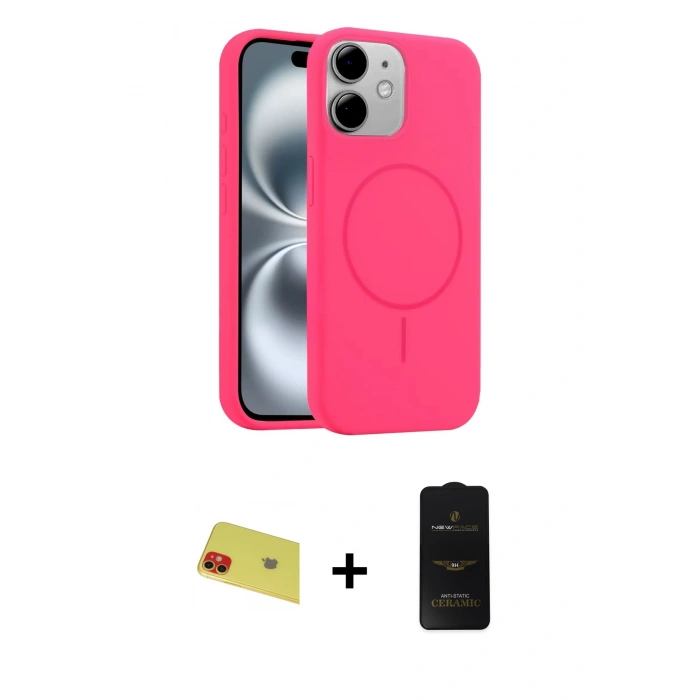 MARSİLYAN™- iPhone 11 Kılıf Yankı Form Serisi - Siyah 6D Antistatik Mat Seramik Hayalet Nano Ekran Koruyucu + Rainbow Kamera Lens Koruma Cam - KI