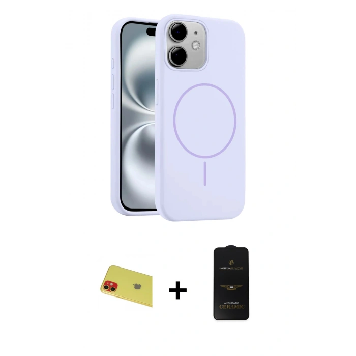 MARSİLYAN™- iPhone 11 Kılıf Yankı Form Serisi - Siyah 6D Antistatik Mat Seramik Hayalet Nano Ekran Koruyucu + Rainbow Kamera Lens Koruma Cam - KI