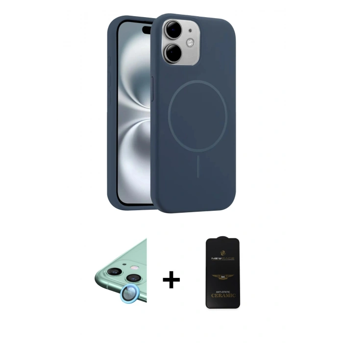 MARSİLYAN™- iPhone 11 Kılıf Yankı Form Serisi - Siyah 6D Antistatik Mat Seramik Hayalet Nano Ekran Koruyucu + Raze Metal Kamera Lens - MI