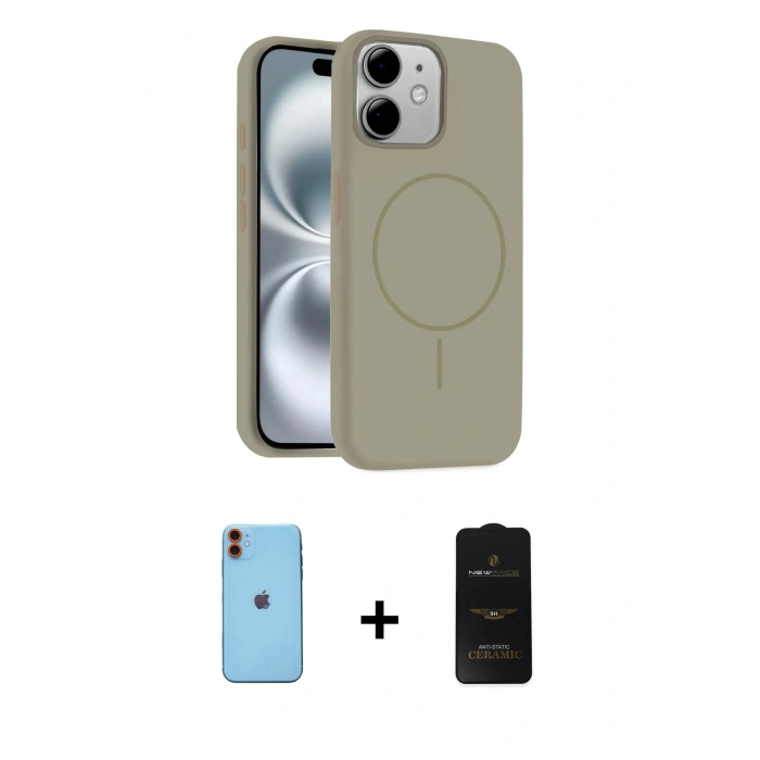 MARSİLYAN™- iPhone 11 Kılıf Yankı Form Serisi - Siyah 6D Antistatik Mat Seramik Hayalet Nano Ekran Koruyucu + Neon Fosforlu Kamera Lens - TU