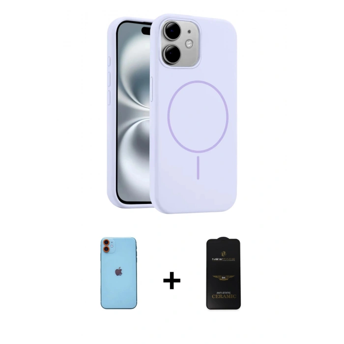 MARSİLYAN™- iPhone 11 Kılıf Yankı Form Serisi - Siyah 6D Antistatik Mat Seramik Hayalet Nano Ekran Koruyucu + Neon Fosforlu Kamera Lens - TU