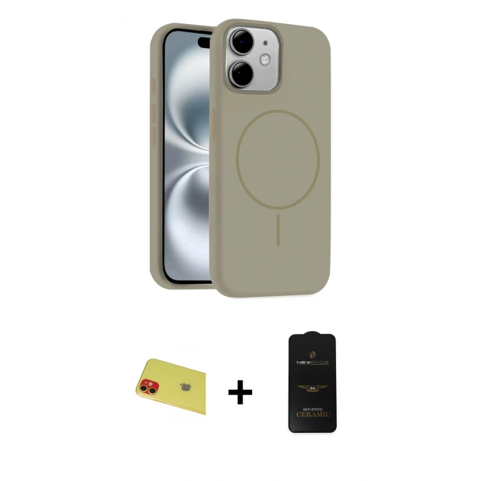 MARSİLYAN™- iPhone 11 Kılıf Yankı Form Serisi - Siyah 6D Antistatik Mat Seramik Hayalet Nano Ekran Koruyucu + Rainbow Kamera Lens Koruma Cam - KI