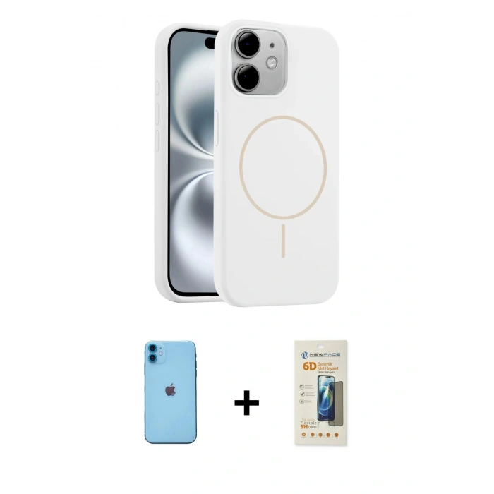 MARSİLYAN™- iPhone 11 Kılıf Yankı Form Serisi - Siyah 6D Mat Seramik Hayalet Nano Ekran Koruyucu + Neon Fosforlu Kamera Lens - MI