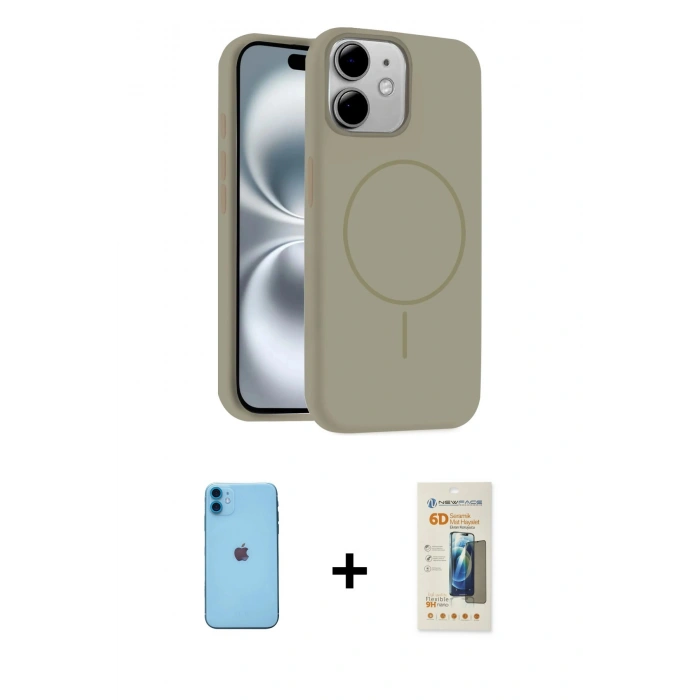 MARSİLYAN™- iPhone 11 Kılıf Yankı Form Serisi - Siyah 6D Mat Seramik Hayalet Nano Ekran Koruyucu + Neon Fosforlu Kamera Lens - MI