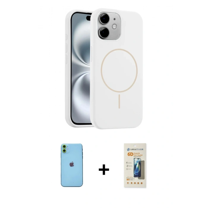 MARSİLYAN™- iPhone 11 Kılıf Yankı Form Serisi - Siyah 6D Mat Seramik Hayalet Nano Ekran Koruyucu + Neon Fosforlu Kamera Lens - YL