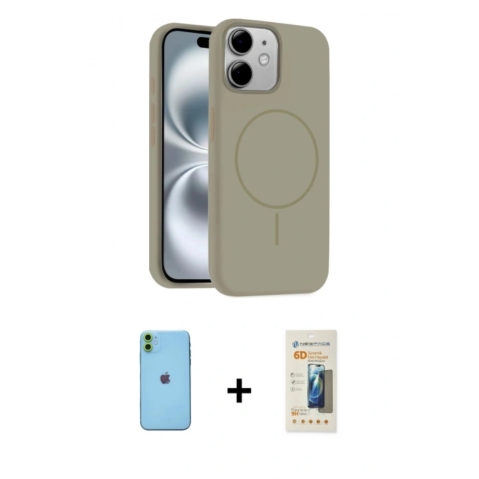 MARSİLYAN™- iPhone 11 Kılıf Yankı Form Serisi - Siyah 6D Mat Seramik Hayalet Nano Ekran Koruyucu + Neon Fosforlu Kamera Lens - YL