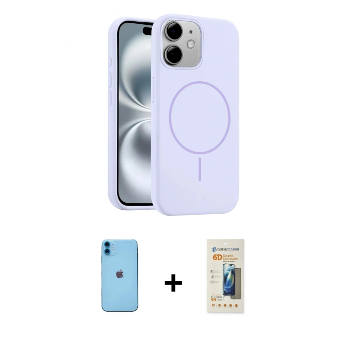 MARSİLYAN™- iPhone 11 Kılıf Yankı Form Serisi - Siyah 6D Mat Seramik Hayalet Nano Ekran Koruyucu + Neon Fosforlu Kamera Lens - MI
