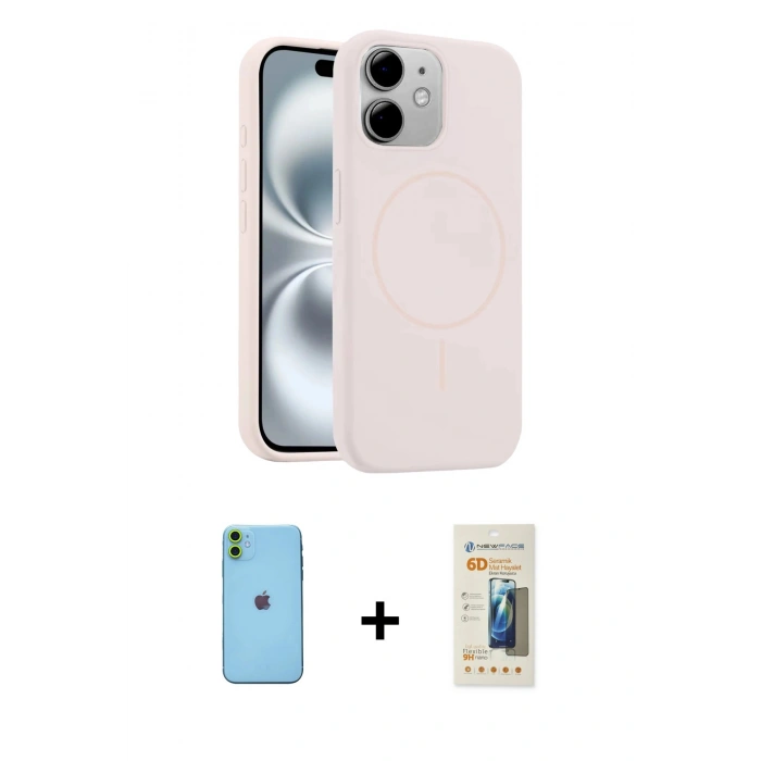 MARSİLYAN™- iPhone 11 Kılıf Yankı Form Serisi - Siyah 6D Mat Seramik Hayalet Nano Ekran Koruyucu + Neon Fosforlu Kamera Lens - YL