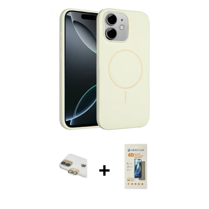 MARSİLYAN™- iPhone 11 Kılıf Yankı Form Serisi - Siyah 6D Mat Seramik Hayalet Nano Ekran Koruyucu + Pers Alüminyum Kamera Lens - GD