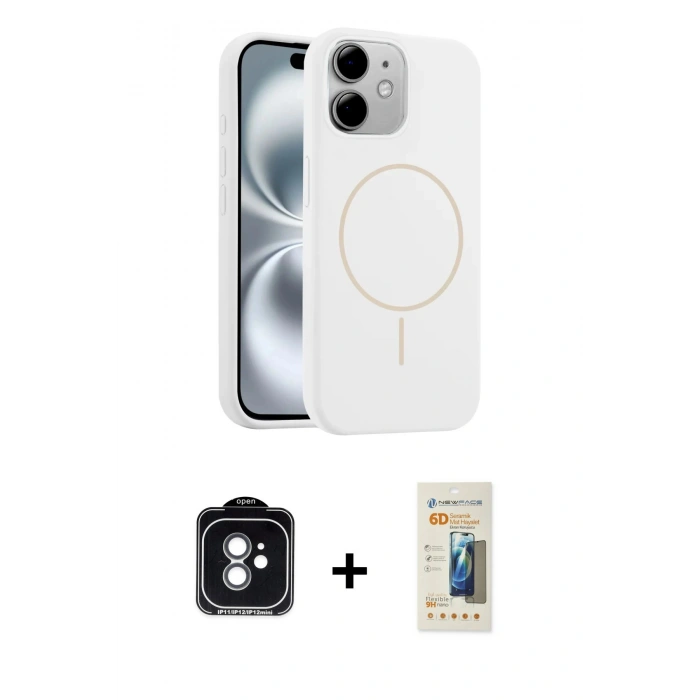 MARSİLYAN™- iPhone 11 Kılıf Yankı Form Serisi - Siyah 6D Mat Seramik Hayalet Nano Ekran Koruyucu + PVD Metal Kamera Lens - YL