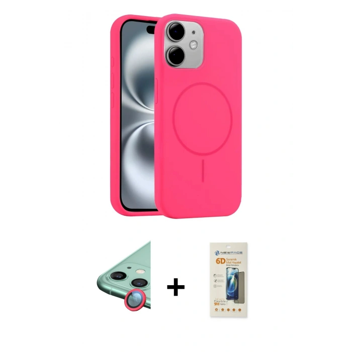 MARSİLYAN™- iPhone 11 Kılıf Yankı Form Serisi - Siyah 6D Mat Seramik Hayalet Nano Ekran Koruyucu + Raze Metal Kamera Lens - KI