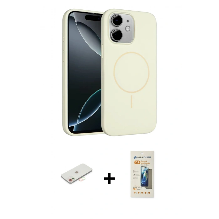 MARSİLYAN™- iPhone 11 Kılıf Yankı Form Serisi - Siyah 6D Mat Seramik Hayalet Nano Ekran Koruyucu + Renkli Kamera Lens Koruma Cam - YL
