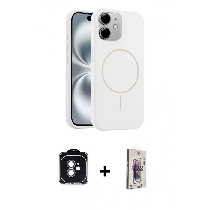 MARSİLYAN™- iPhone 11 Kılıf Yankı Form Serisi - Siyah Bilvis 3D Cam Ekran Koruyucu + PVD Metal Kamera Lens - SH