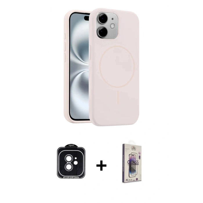MARSİLYAN™- iPhone 11 Kılıf Yankı Form Serisi - Siyah Bilvis 3D Cam Ekran Koruyucu + PVD Metal Kamera Lens - SH