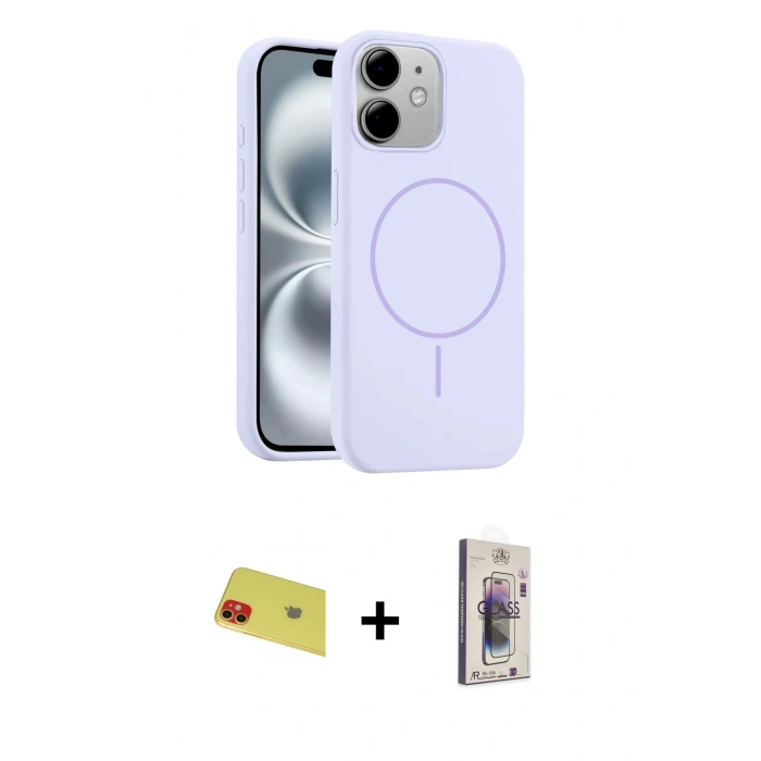 MARSİLYAN™- iPhone 11 Kılıf Yankı Form Serisi - Siyah Bilvis 3D Cam Ekran Koruyucu + Rainbow Kamera Lens Koruma Cam - KI