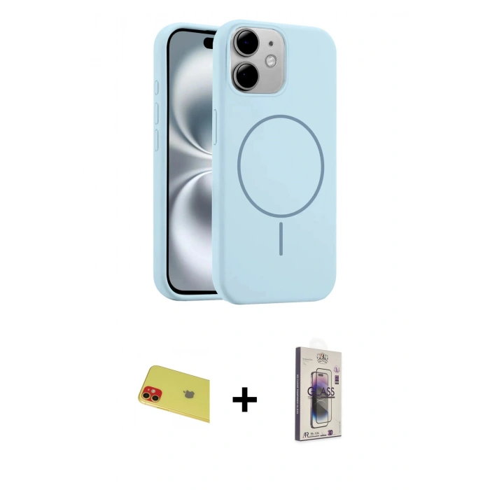 MARSİLYAN™- iPhone 11 Kılıf Yankı Form Serisi - Siyah Bilvis 3D Cam Ekran Koruyucu + Rainbow Kamera Lens Koruma Cam - KI