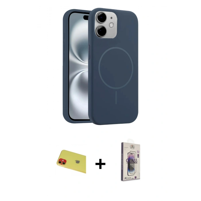 MARSİLYAN™- iPhone 11 Kılıf Yankı Form Serisi - Siyah Bilvis 3D Cam Ekran Koruyucu + Rainbow Kamera Lens Koruma Cam - KI