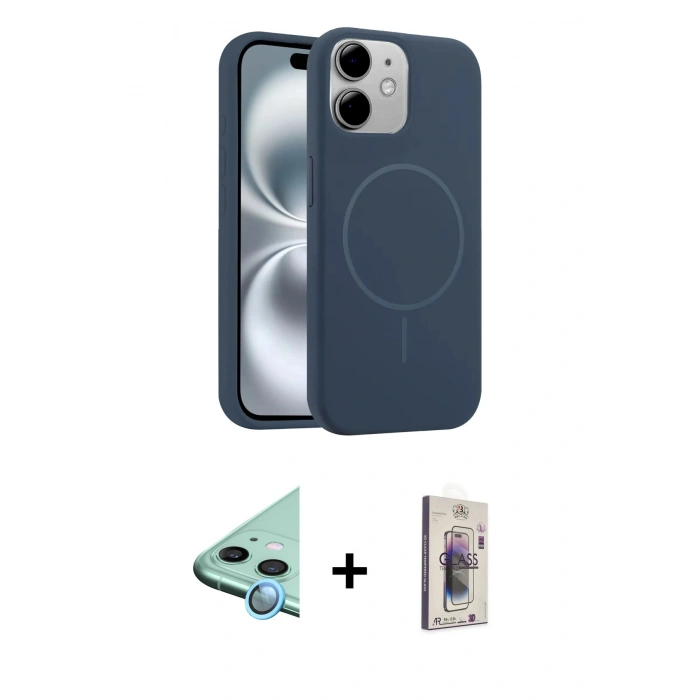 MARSİLYAN™- iPhone 11 Kılıf Yankı Form Serisi - Siyah Bilvis 3D Cam Ekran Koruyucu + Raze Metal Kamera Lens - MI