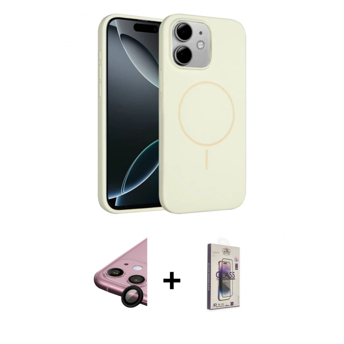 MARSİLYAN™- iPhone 11 Kılıf Yankı Form Serisi - Siyah Bilvis 3D Cam Ekran Koruyucu + Raze Metal Kamera Lens - SH