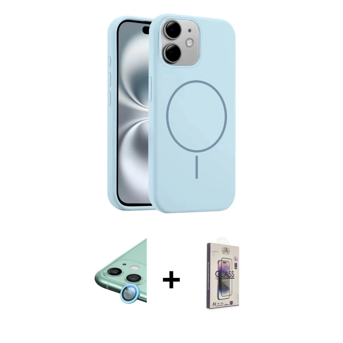 MARSİLYAN™- iPhone 11 Kılıf Yankı Form Serisi - Siyah Bilvis 3D Cam Ekran Koruyucu + Raze Metal Kamera Lens - MI