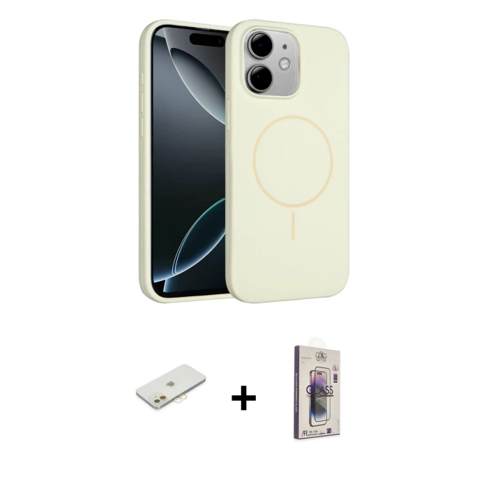 MARSİLYAN™- iPhone 11 Kılıf Yankı Form Serisi - Siyah Bilvis 3D Cam Ekran Koruyucu + Renkli Kamera Lens Koruma Cam - TU