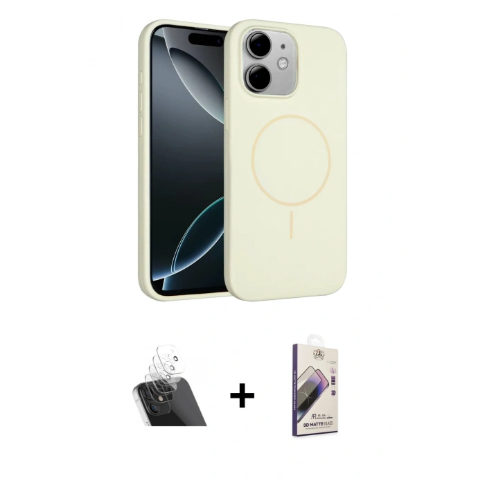 MARSİLYAN™- iPhone 11 Kılıf Yankı Form Serisi - Siyah Bilvis 3D Mat Cam Ekran Koruyucu + Kamera Lens Koruma Cam - SF