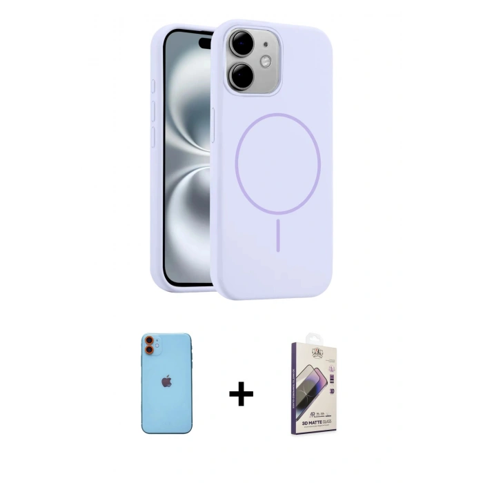 MARSİLYAN™- iPhone 11 Kılıf Yankı Form Serisi - Siyah Bilvis 3D Mat Cam Ekran Koruyucu + Neon Fosforlu Kamera Lens - TU