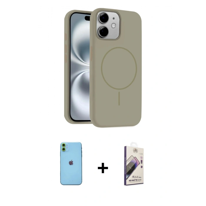 MARSİLYAN™- iPhone 11 Kılıf Yankı Form Serisi - Siyah Bilvis 3D Mat Cam Ekran Koruyucu + Neon Fosforlu Kamera Lens - YL