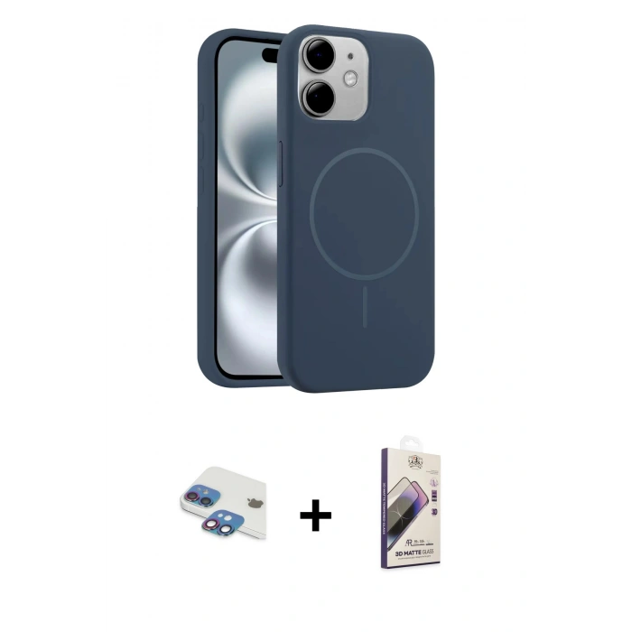 MARSİLYAN™- iPhone 11 Kılıf Yankı Form Serisi - Siyah Bilvis 3D Mat Cam Ekran Koruyucu + Pers Alüminyum Kamera Lens - GI