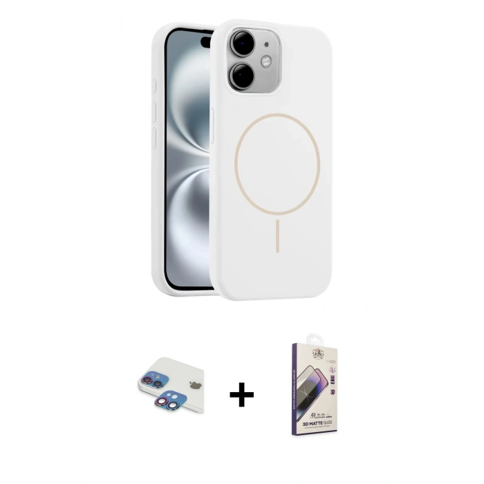 MARSİLYAN™- iPhone 11 Kılıf Yankı Form Serisi - Siyah Bilvis 3D Mat Cam Ekran Koruyucu + Pers Alüminyum Kamera Lens - GI