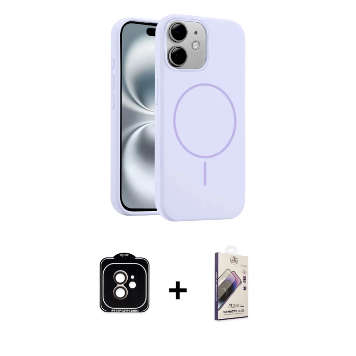 MARSİLYAN™- iPhone 11 Kılıf Yankı Form Serisi - Siyah Bilvis 3D Mat Cam Ekran Koruyucu + PVD Metal Kamera Lens - TU