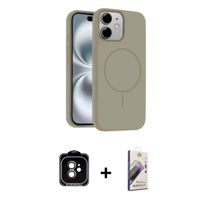MARSİLYAN™- iPhone 11 Kılıf Yankı Form Serisi - Siyah Bilvis 3D Mat Cam Ekran Koruyucu + PVD Metal Kamera Lens - TU