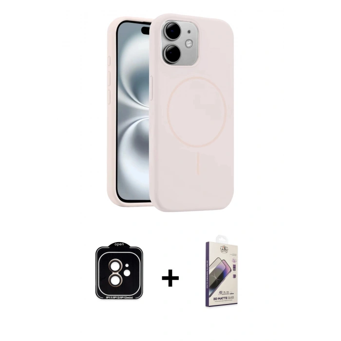 MARSİLYAN™- iPhone 11 Kılıf Yankı Form Serisi - Siyah Bilvis 3D Mat Cam Ekran Koruyucu + PVD Metal Kamera Lens - TU