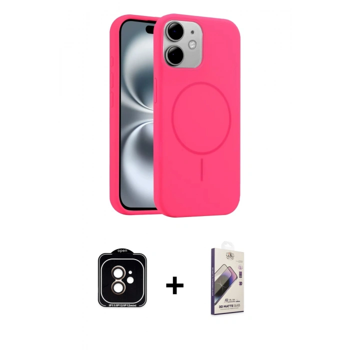 MARSİLYAN™- iPhone 11 Kılıf Yankı Form Serisi - Siyah Bilvis 3D Mat Cam Ekran Koruyucu + PVD Metal Kamera Lens - TU