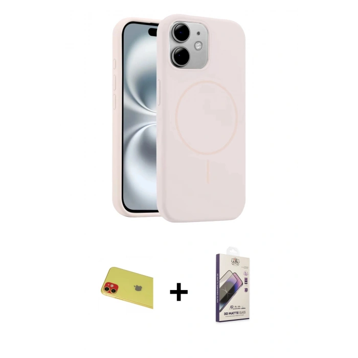 MARSİLYAN™- iPhone 11 Kılıf Yankı Form Serisi - Siyah Bilvis 3D Mat Cam Ekran Koruyucu + Rainbow Kamera Lens Koruma Cam - KI