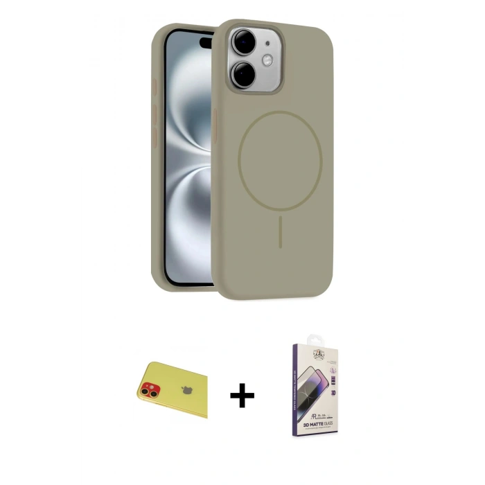 MARSİLYAN™- iPhone 11 Kılıf Yankı Form Serisi - Siyah Bilvis 3D Mat Cam Ekran Koruyucu + Rainbow Kamera Lens Koruma Cam - KI