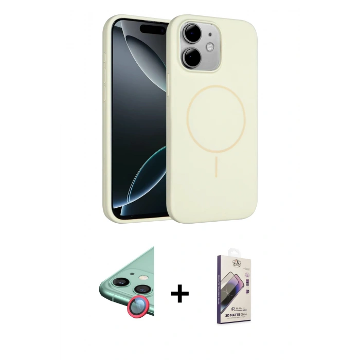 MARSİLYAN™- iPhone 11 Kılıf Yankı Form Serisi - Siyah Bilvis 3D Mat Cam Ekran Koruyucu + Raze Metal Kamera Lens - KI