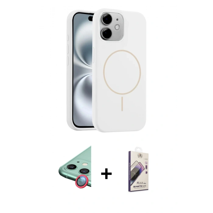 MARSİLYAN™- iPhone 11 Kılıf Yankı Form Serisi - Siyah Bilvis 3D Mat Cam Ekran Koruyucu + Raze Metal Kamera Lens - KI