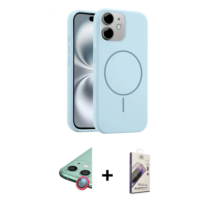 MARSİLYAN™- iPhone 11 Kılıf Yankı Form Serisi - Siyah Bilvis 3D Mat Cam Ekran Koruyucu + Raze Metal Kamera Lens - KI