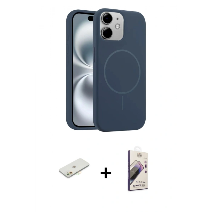 MARSİLYAN™- iPhone 11 Kılıf Yankı Form Serisi - Siyah Bilvis 3D Mat Cam Ekran Koruyucu + Renkli Kamera Lens Koruma Cam - TU