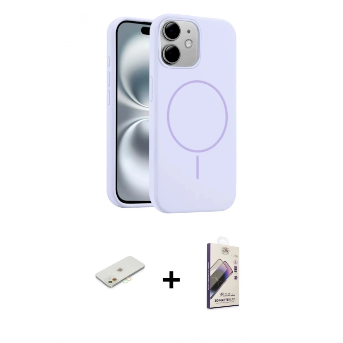 MARSİLYAN™- iPhone 11 Kılıf Yankı Form Serisi - Siyah Bilvis 3D Mat Cam Ekran Koruyucu + Renkli Kamera Lens Koruma Cam - TU