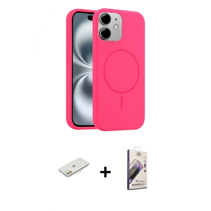 MARSİLYAN™- iPhone 11 Kılıf Yankı Form Serisi - Siyah Bilvis 3D Mat Cam Ekran Koruyucu + Renkli Kamera Lens Koruma Cam - TU